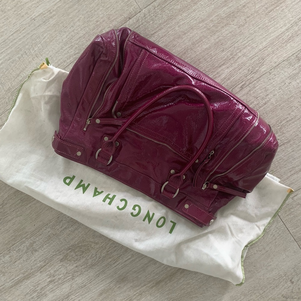 Longchamp purple patent leather bag